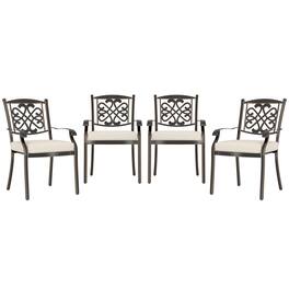 Mondawe - 4-Piece Cast Alu Dining Chairs - Black+Beige