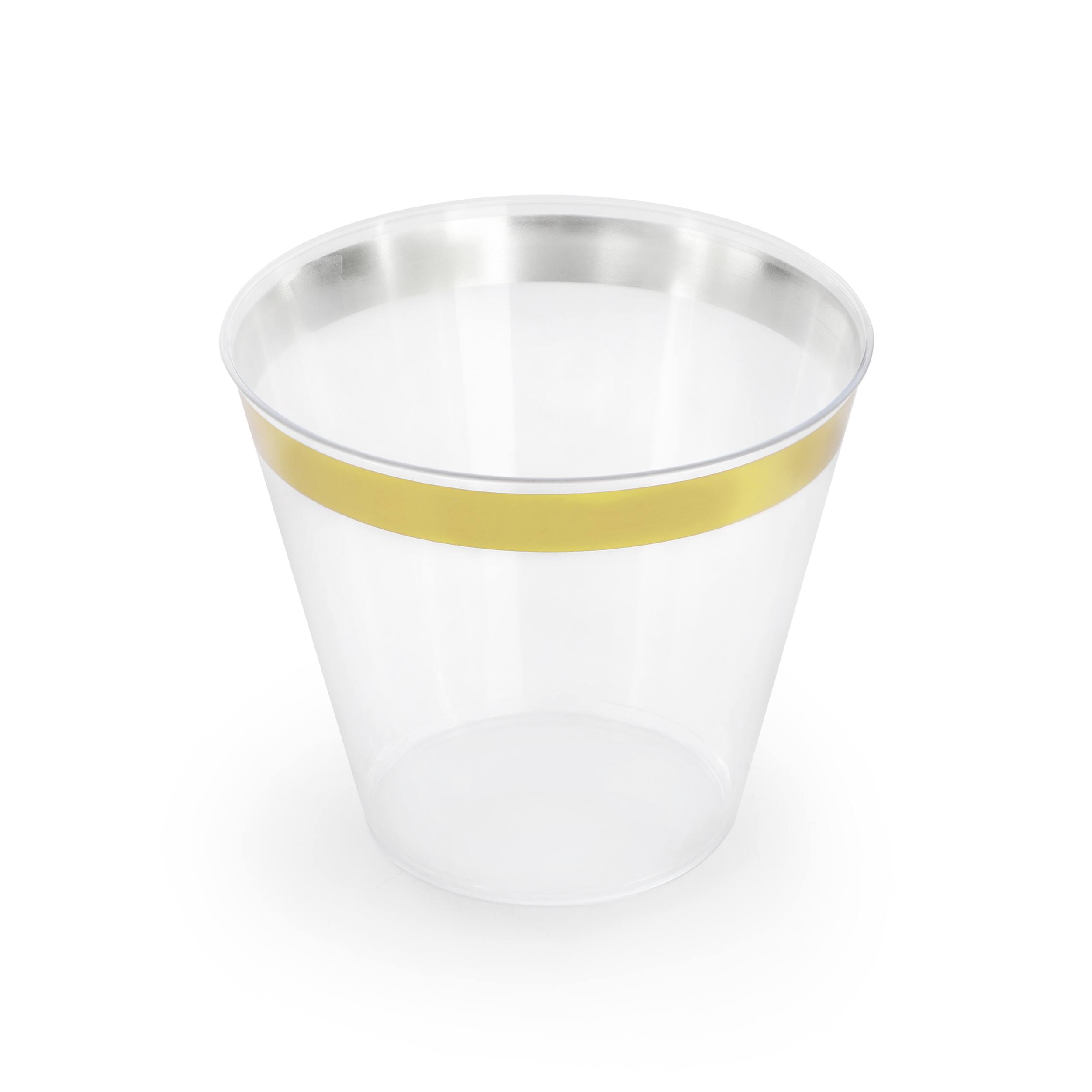 Alt View 3. Elama - Elama 150 Piece Disposable Plastic Dinnerware Party Set for 25 Guests in Black with Gold Trim - Black.