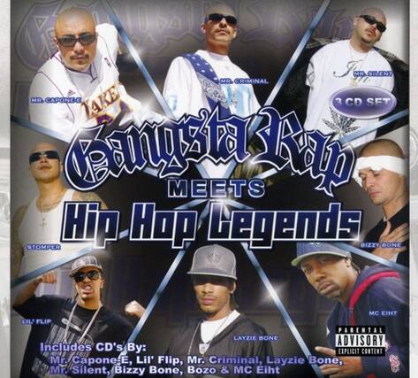MR. SILENT
MR. CRIMINAL
MR. CAPONEE
TAKE 3 CD SET
Cantasta Rap MEETS Hip Hop Legends
Includes CD's By:
Mr. Capone:E, Lil' Flip, Mr. Criminal, Layzie Bone, Mr. Silent, Bizzy Bone, Bozo & MC Eiht
Parental Advisory: Explicit Content
BIZZY BONE
MC EIHT
CIL FLIP
PARENTAL ADVISORY
EXPLICIT CONTENT