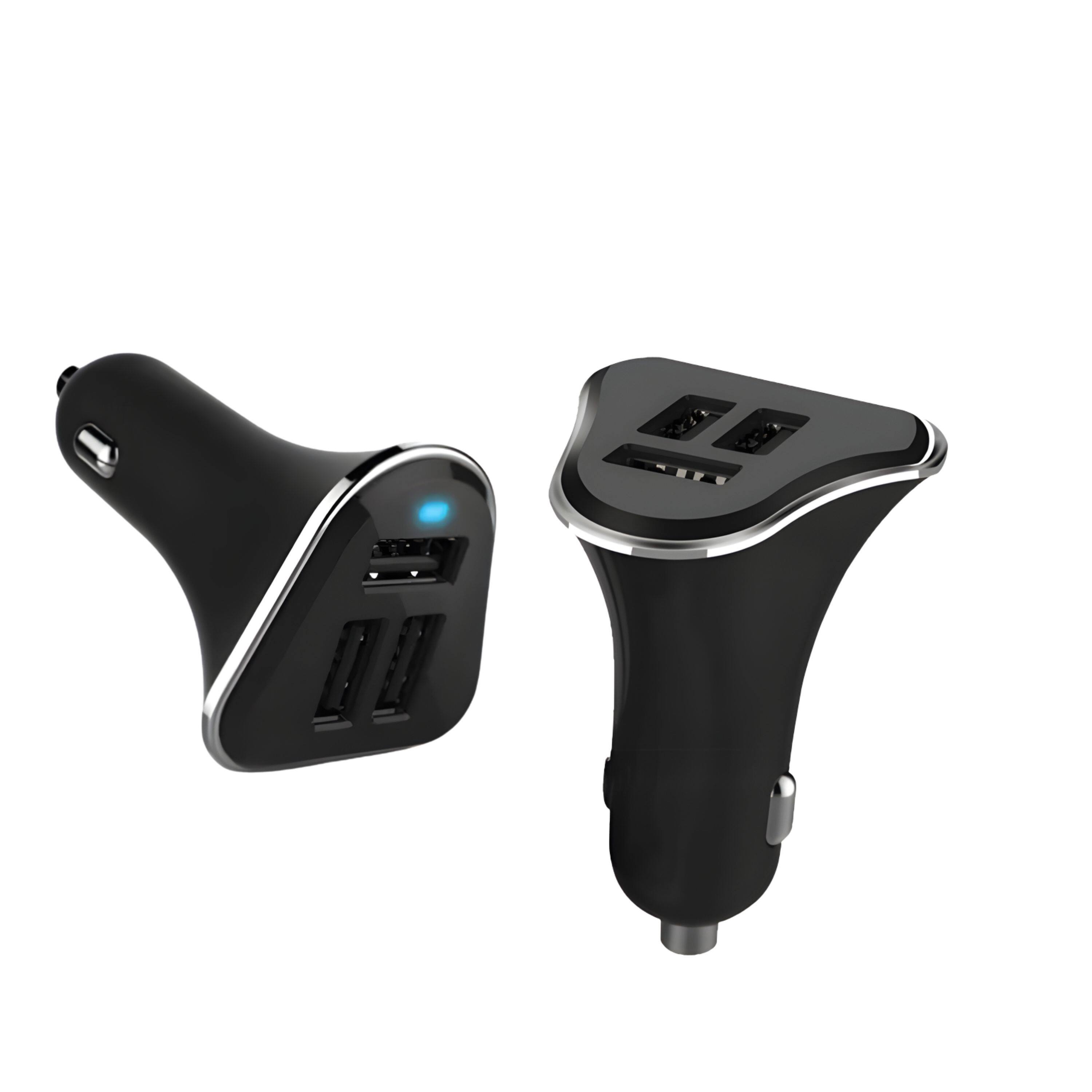 Left. Kitcheniva - Urban Power High Speed Car Charger with 3 USB Ports 52 Amps Black - Black.