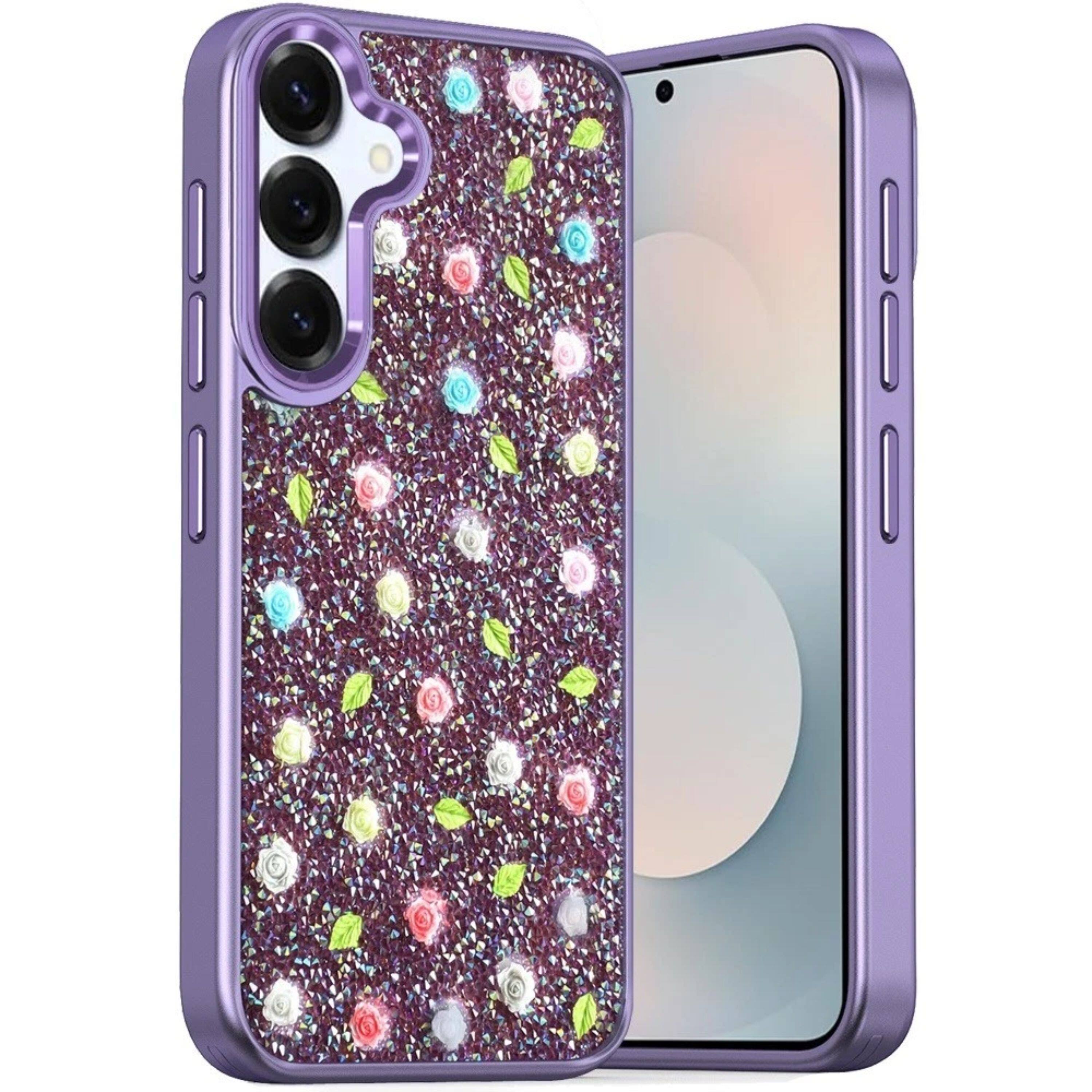 Kitcheniva - Diamond Rose Glitter Case With Tempered Glass For Samsung S25 FE - Purple price history on PriceWatchPro