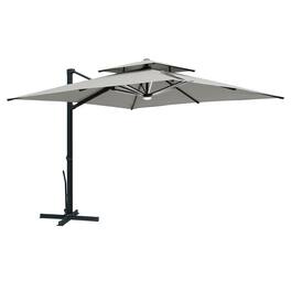 Mondawe - 10x10ft Double Top Patio Cantilever Umbrella Square with Detachable LED Light Strip - Gray