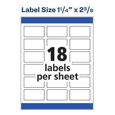 Label Size 11/4" x 23/8  
18 labels per sheet