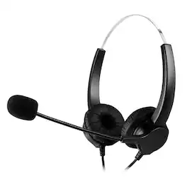 AGPtek - Call Center Noise Cancelling Corded Binaural Hands-free Headset Headphone With Microphone - Black