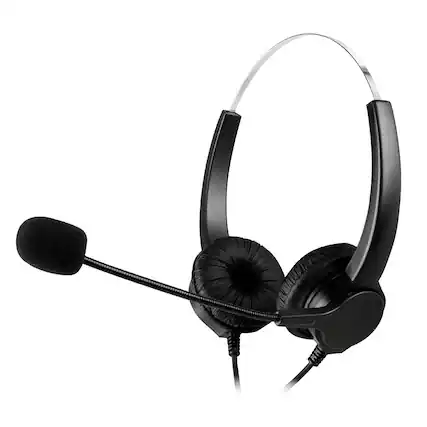 Front. AGPtek - Call Center Noise Cancelling Corded Binaural Hands-free Headset Headphone With Microphone - Black.