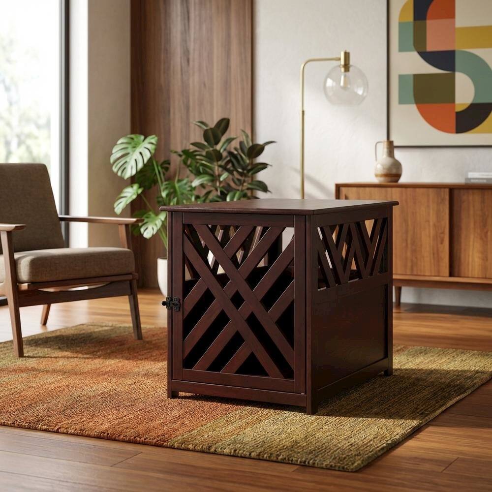 Alt View 3. FurniFact - Espresso Wooden End Table with Sturdy Frame and Classic Design - Espresso.