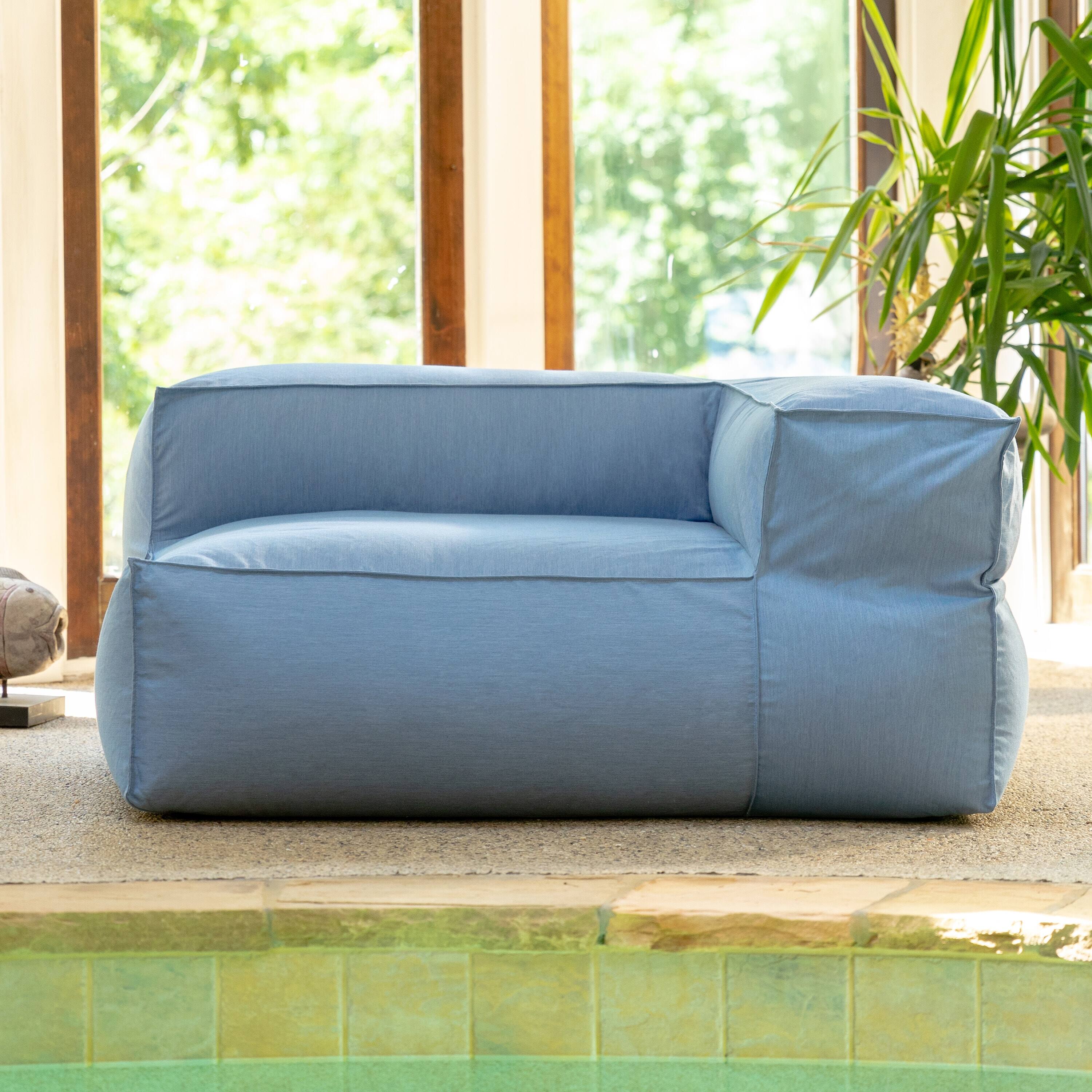 Angle. Jaxx - Baya Outdoor Left Corner - Sunbrella, Ocean Blue - Ocean Blue.