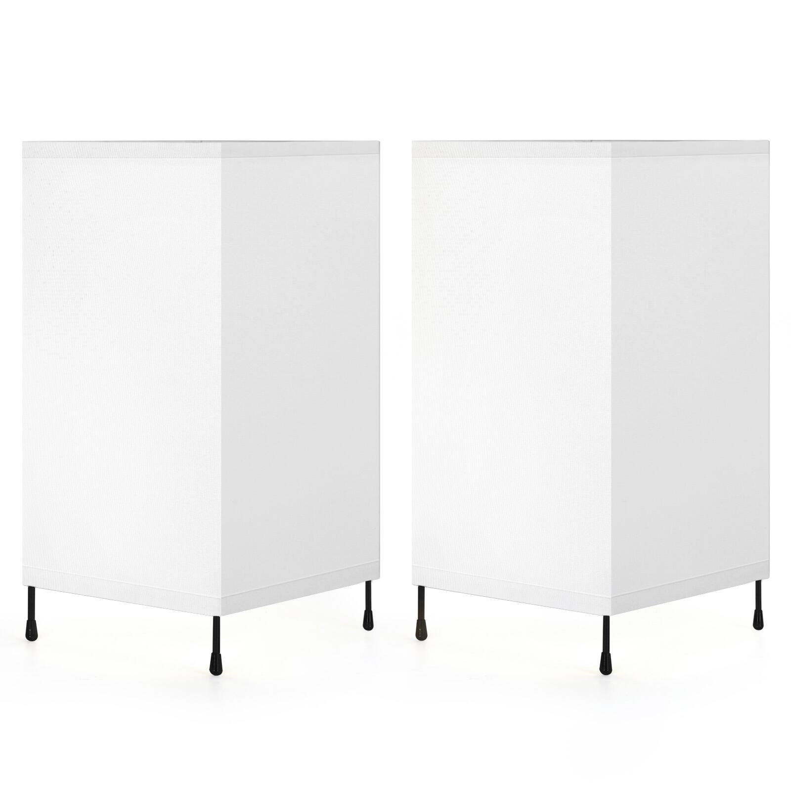 Angle. Oumilen - 2-Pack Battery-Powered White Square Lamps with Remote - 12-Color RGB Linen Shade Table Lamps for Bedroom & Office.
