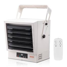 VEVOR - Electric Garage Heater, 10000-Watt Digital Fan-Forced Wall/Ceiling Mount Shop Heater, with Remote Control Overheat - White