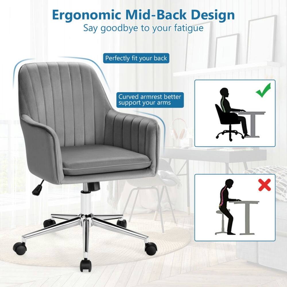 Ergonomic Mid-Back Design  
Say goodbye to your fatigue  

Perfectly fit your back  

Curved armrest better support your arms