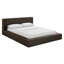 Luma Chenille Upholstered Queen Platform Bed Frame by Modway - Java