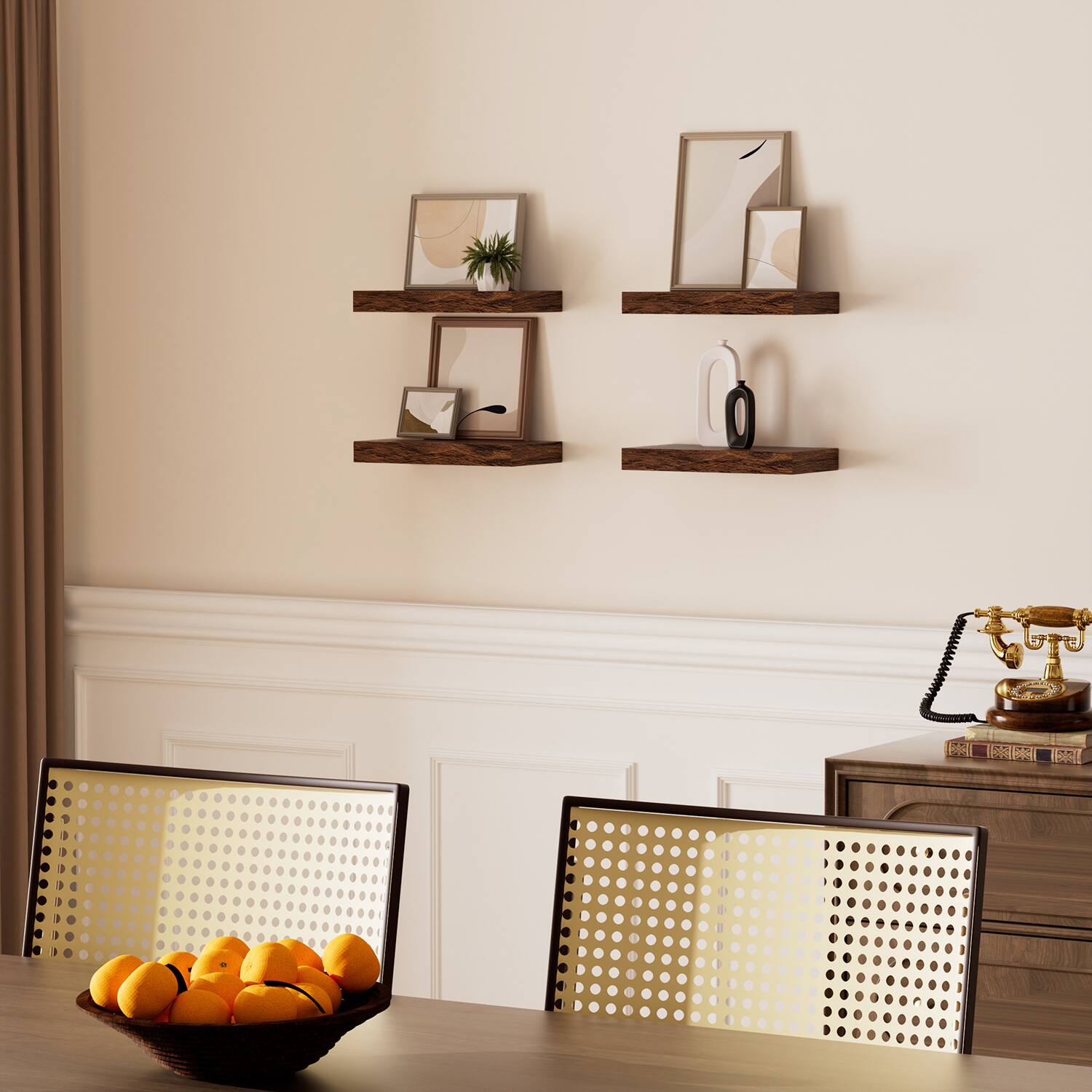 Alt View 4. BOMEDA - Wall Mounted Wooden Floating Shelves, Bathroom Shelves for Bedroom, Living Room, Room Storage Shelf, 12x7x1.5 in, 4 Pack - Walnut-like.