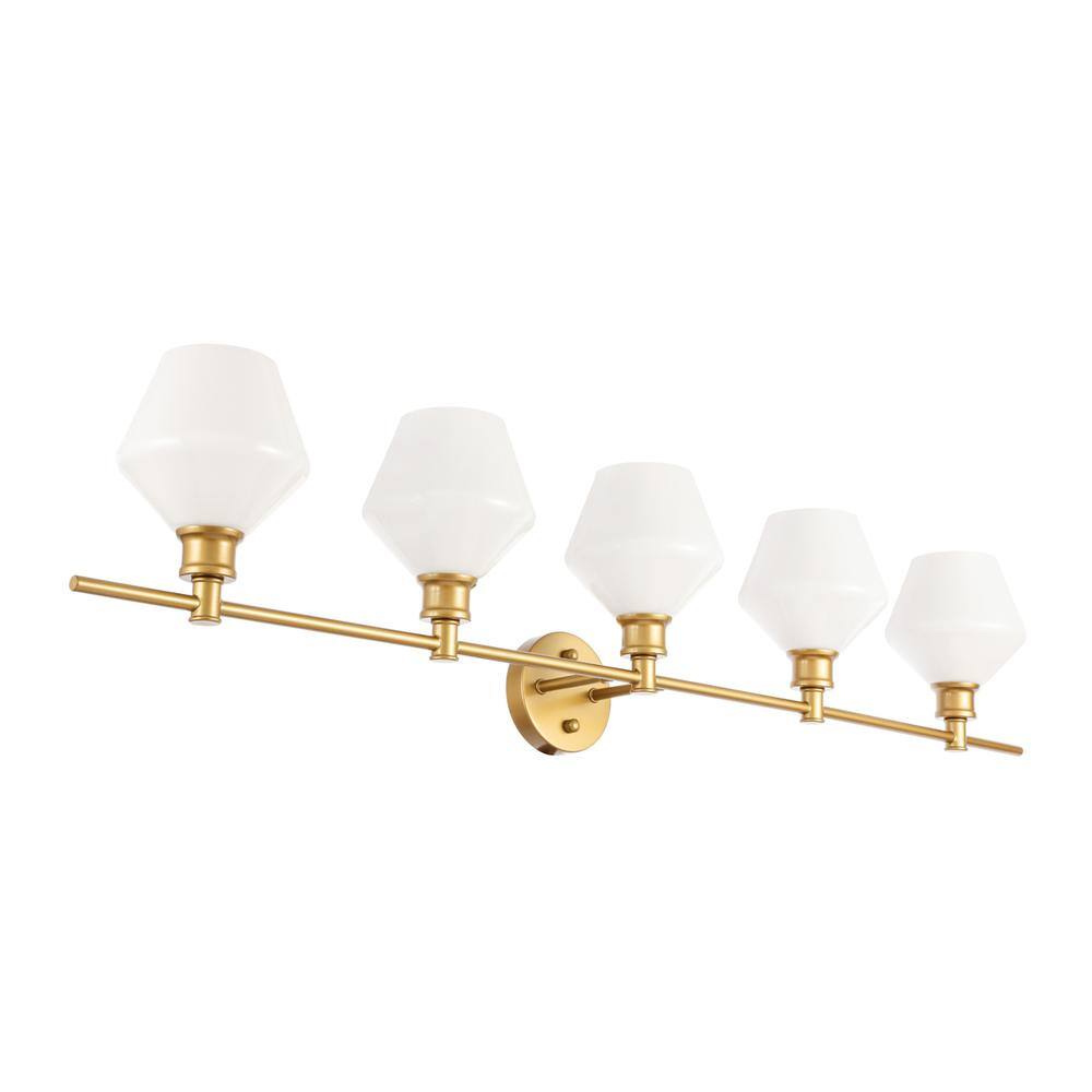 Alt View 3. Living District - Gene 5 light Brass and Frosted white glass Wall sconce - Brass And Frosted White Glass.