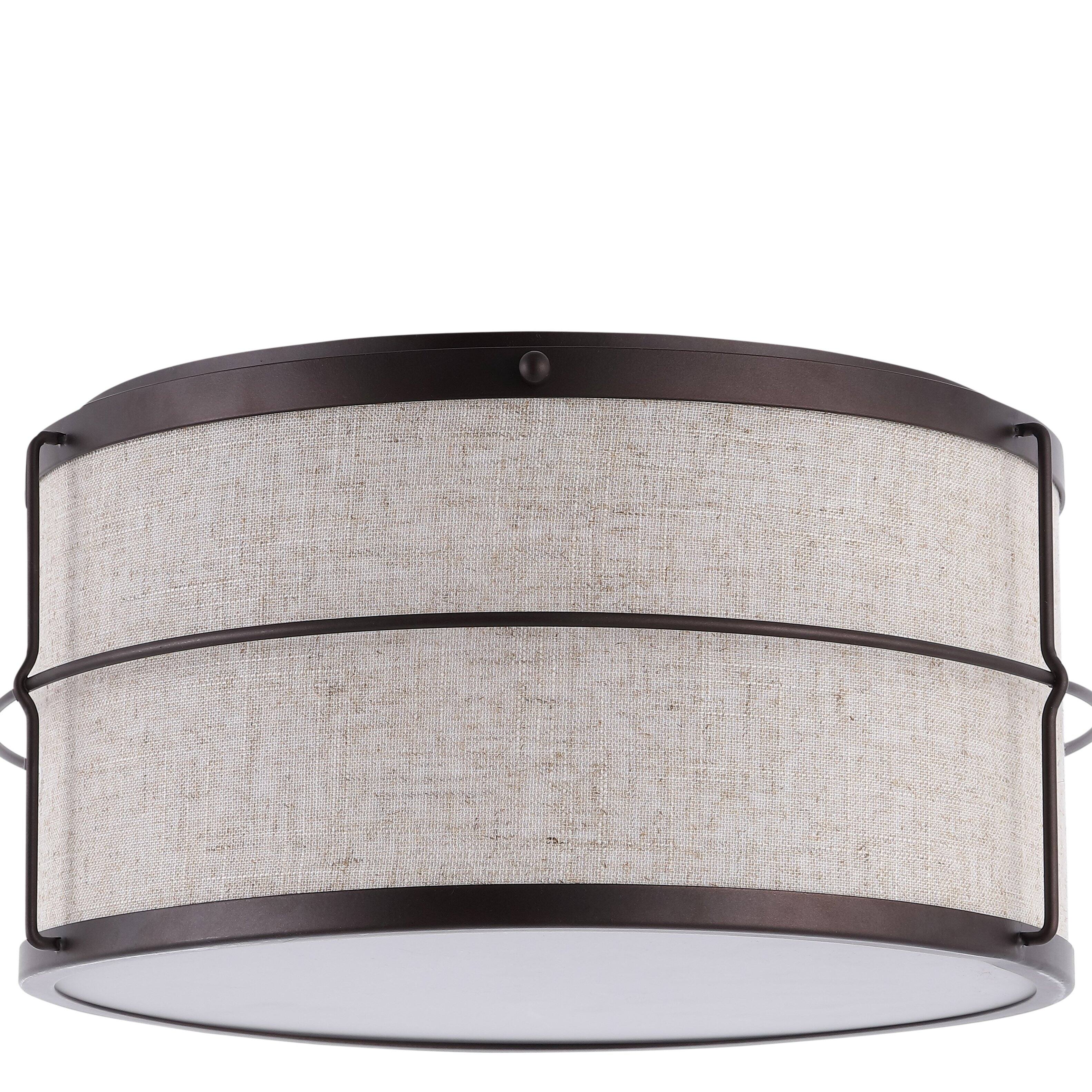 Alt View 4. Jonathan Y - Evan 14" 2-Light Rustic Farmhouse Iron LED Flush Mount, Oil Rubbed Bronze - Light Brown/Oil Rubbed Bronze.