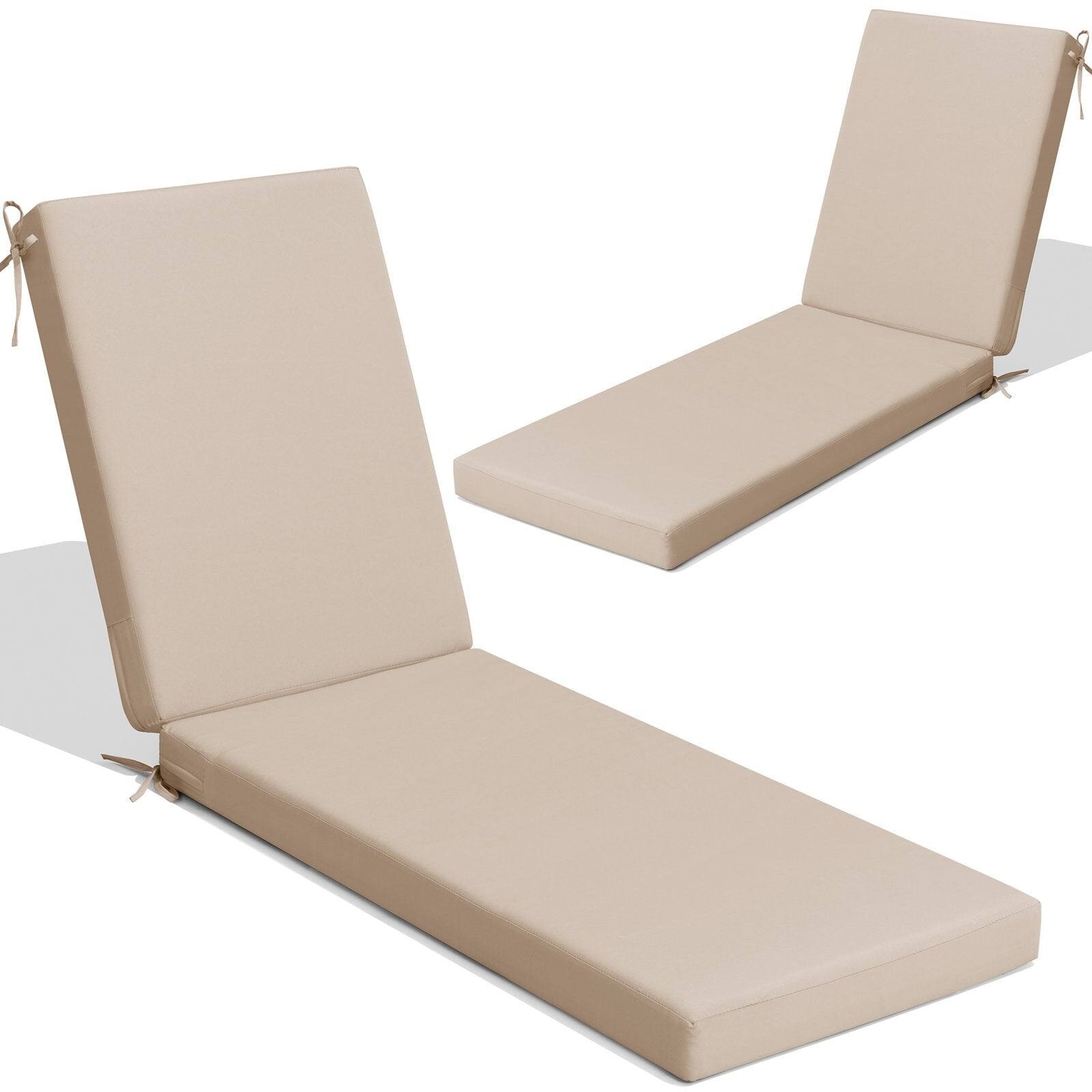 Front. Crestlive Products - Crestlive Products Outdoor Patio Chaise Lounge Cushion with Sunbrella - Beige.