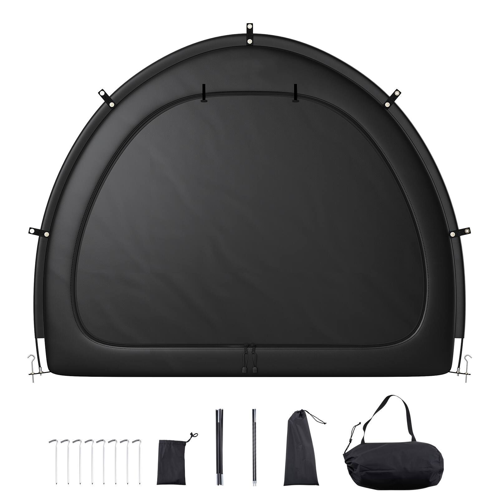 Front. LOVMOR - 10x10FT Carport Oxford Fabric Canopy Party Tent Bike Storage Shelter for Outdoor Garden Black.