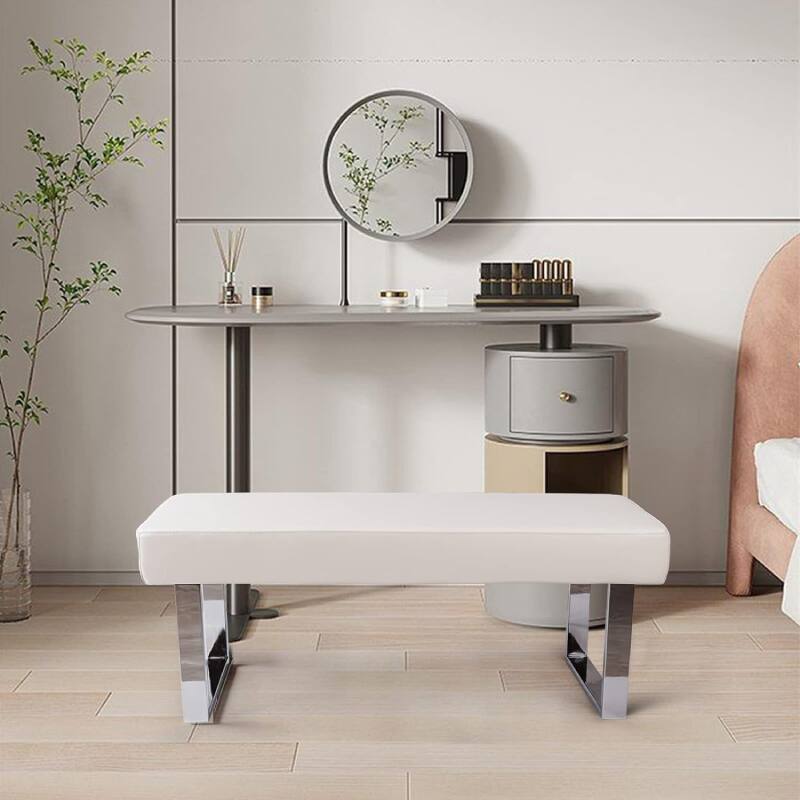 Alt View 3. Lumina Wise - Small Indoor Corner Upholstered Bench - White.