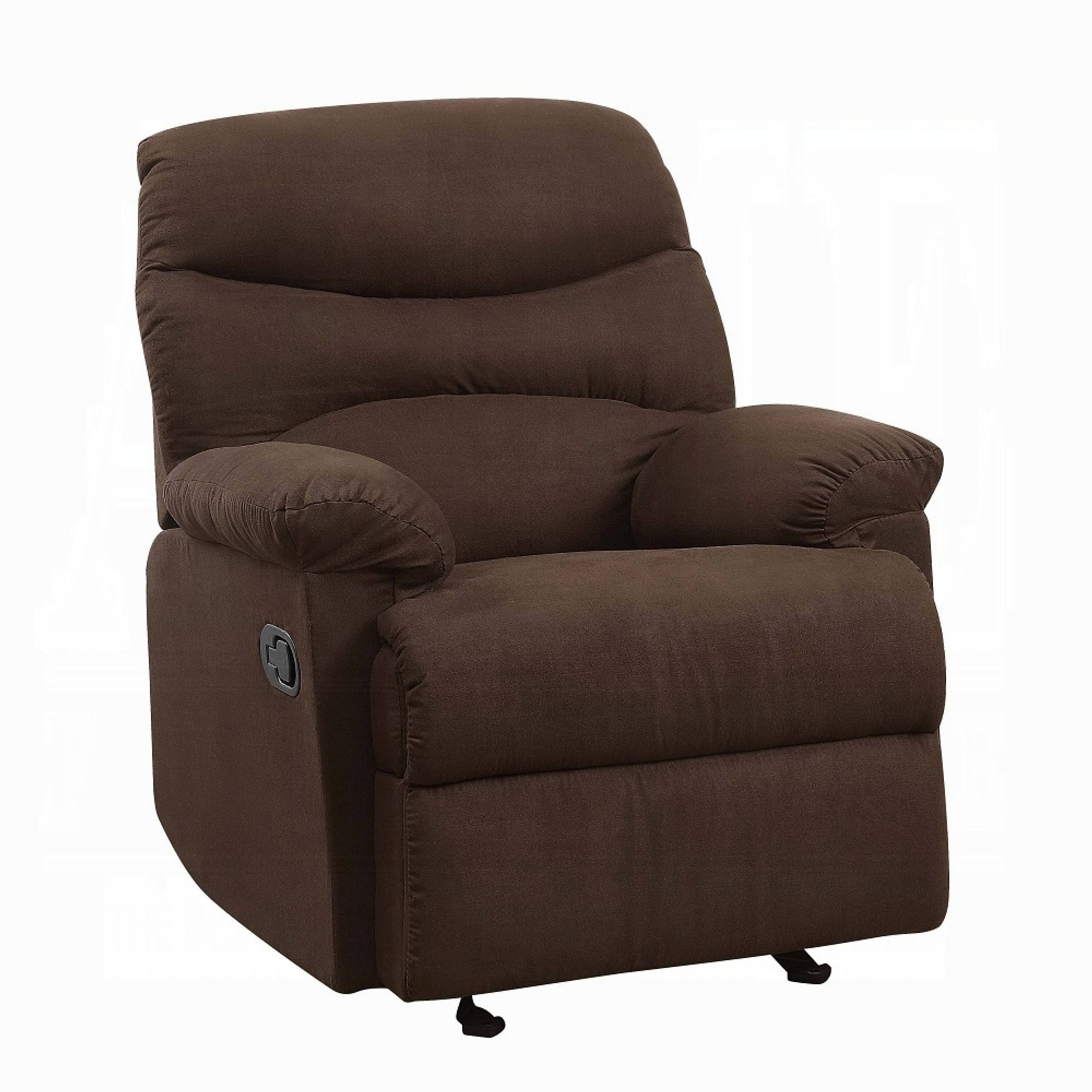 Front. Manhattan Lane - Fabric Upholste Recliner With Padded Arms, Chocolate - Brown.
