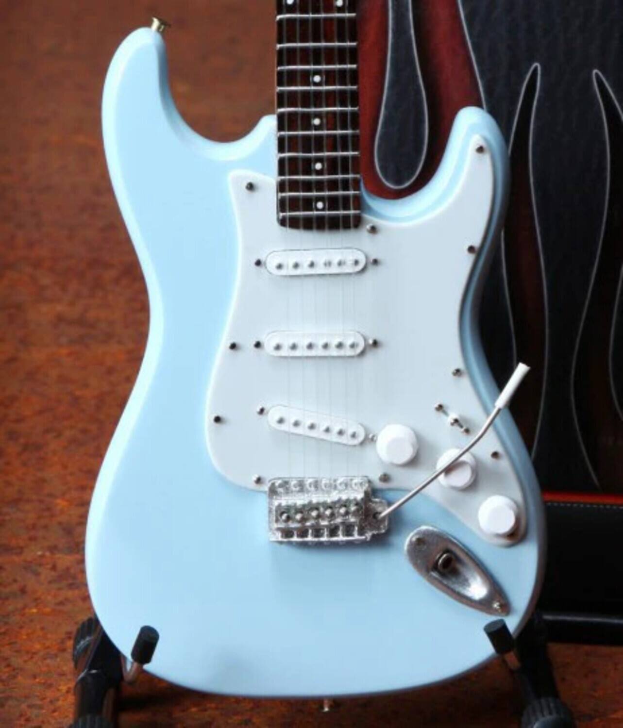 Alt View 3. Axe Heaven - Axe Heaven Fender Stratocaster Sonic Blue Mini Electric Guitar Replica FS-007   - Collectibles - Multicolor.