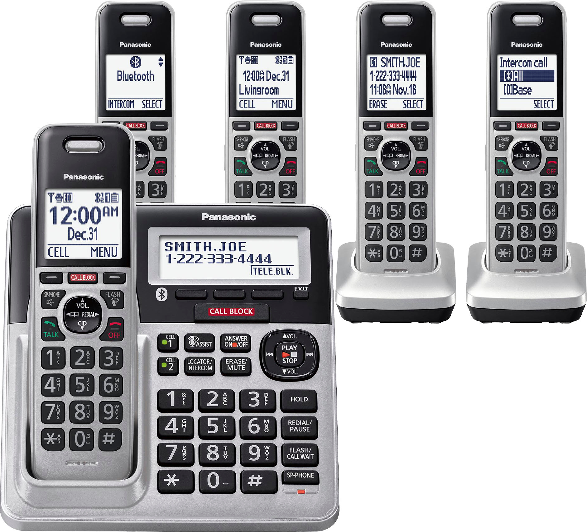 Panasonic – KX-TGF975S Link2Cell DECT 6.0 Expandable Cordless Phone System with Digital Answering System and Smart Call Blocker – Silver Sansujyuku sansujyuku.com