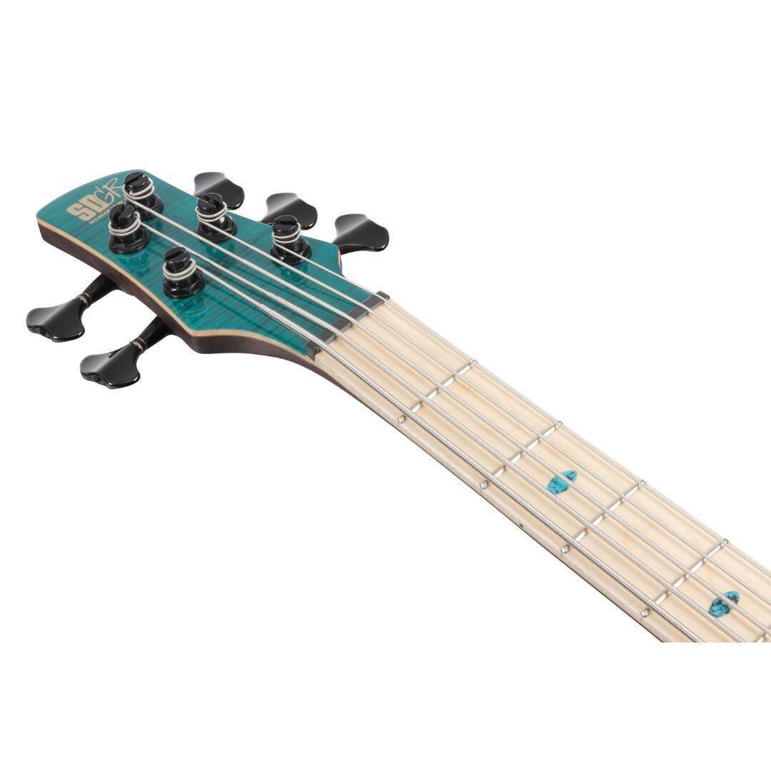 Left. Ibanez - Ibanez SR1425BCGL SR Premium 5  String Electric Bass, Caribbean Green Low Gloss.