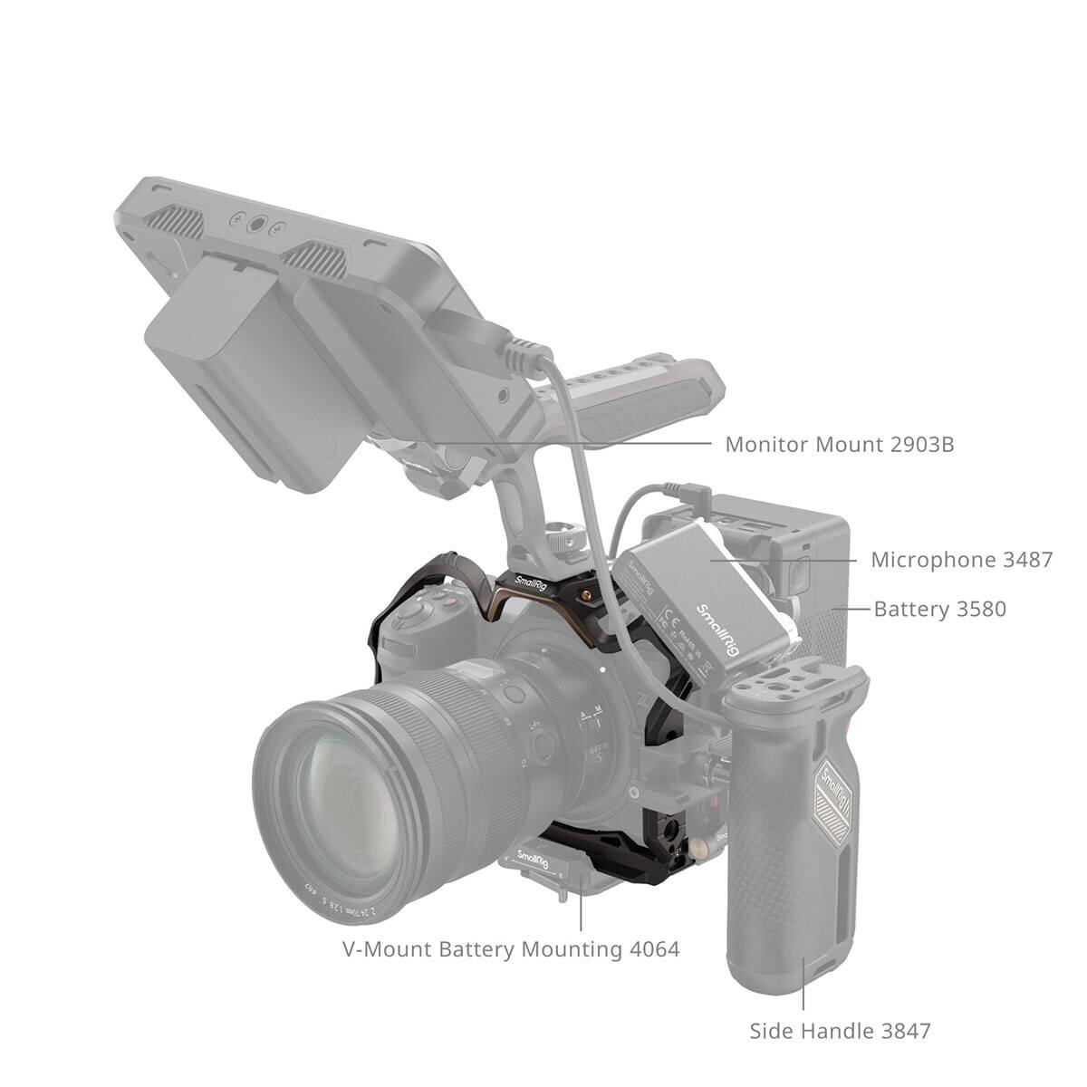 Monitor Mount 2903B  
Microphone 3487  
Battery 3580  
V-Mount Battery Mounting 4064  
Side Handle 3847