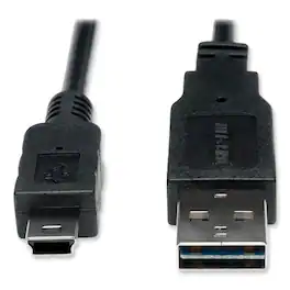 Tripp Lite - UR030-006 6 ft. Reversible A to 5-Pin Mini B Male/Male Universal Reversible USB 2.0 Cable - Black