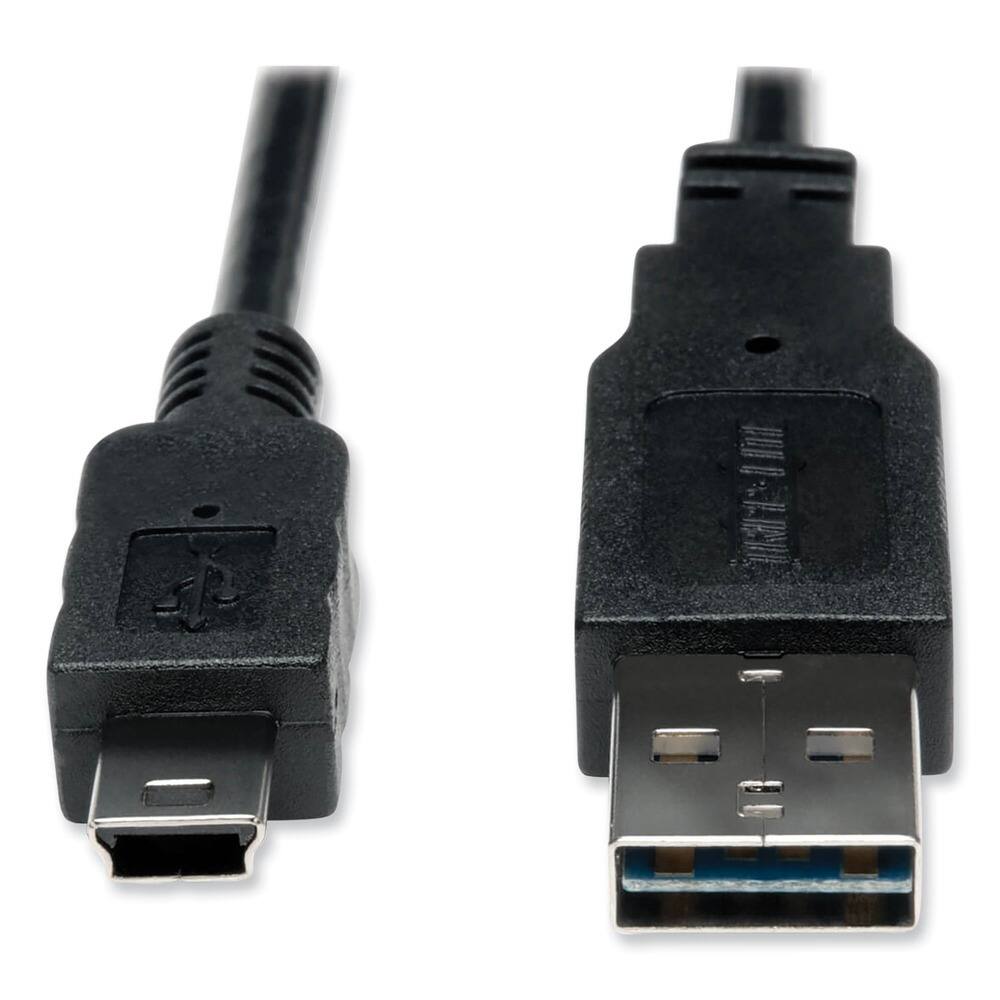 Front. Tripp Lite - UR030-006 6 ft. Reversible A to 5-Pin Mini B Male/Male Universal Reversible USB 2.0 Cable - Black - Black.