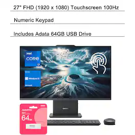 Lenovo - IdeaCentre I 27" Touchscreen All-in-One - Wireless K & M - Intel Core i7-13620H, 32GB RAM, 1TB SSD – For Family & Daily - Black