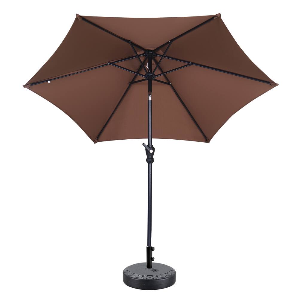 Back. Ainfox - Ainfox 7.5ft Patio Umbrella With Argyle umbrella base - Coffee.