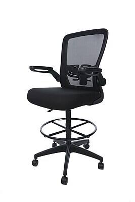 Alt View 1. Boss Office Products - Flip Arm Mesh/Fabric Chair with Footrest and Lumbar Support (B16366BK-BK) - Black.
