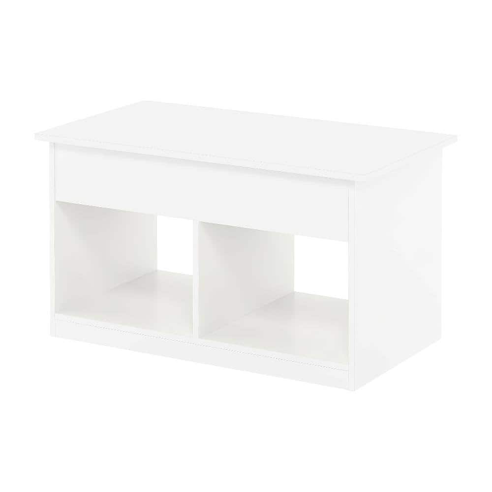 FurniFact - Lift Top Coffee Table with Storage and Durable Construction - Solid White