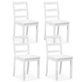 Gymax - Dining Chairs Set of 4 Wood Dining Room Kitchen Side Chairs for Living Room - White
