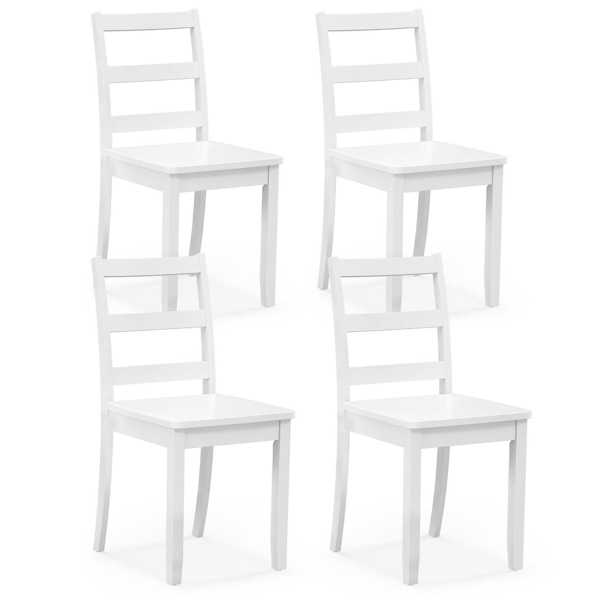 Front. Gymax - Gymax Dining Chairs Set of 4 Wood Dining Room Kitchen Side Chairs for Living Room - White.