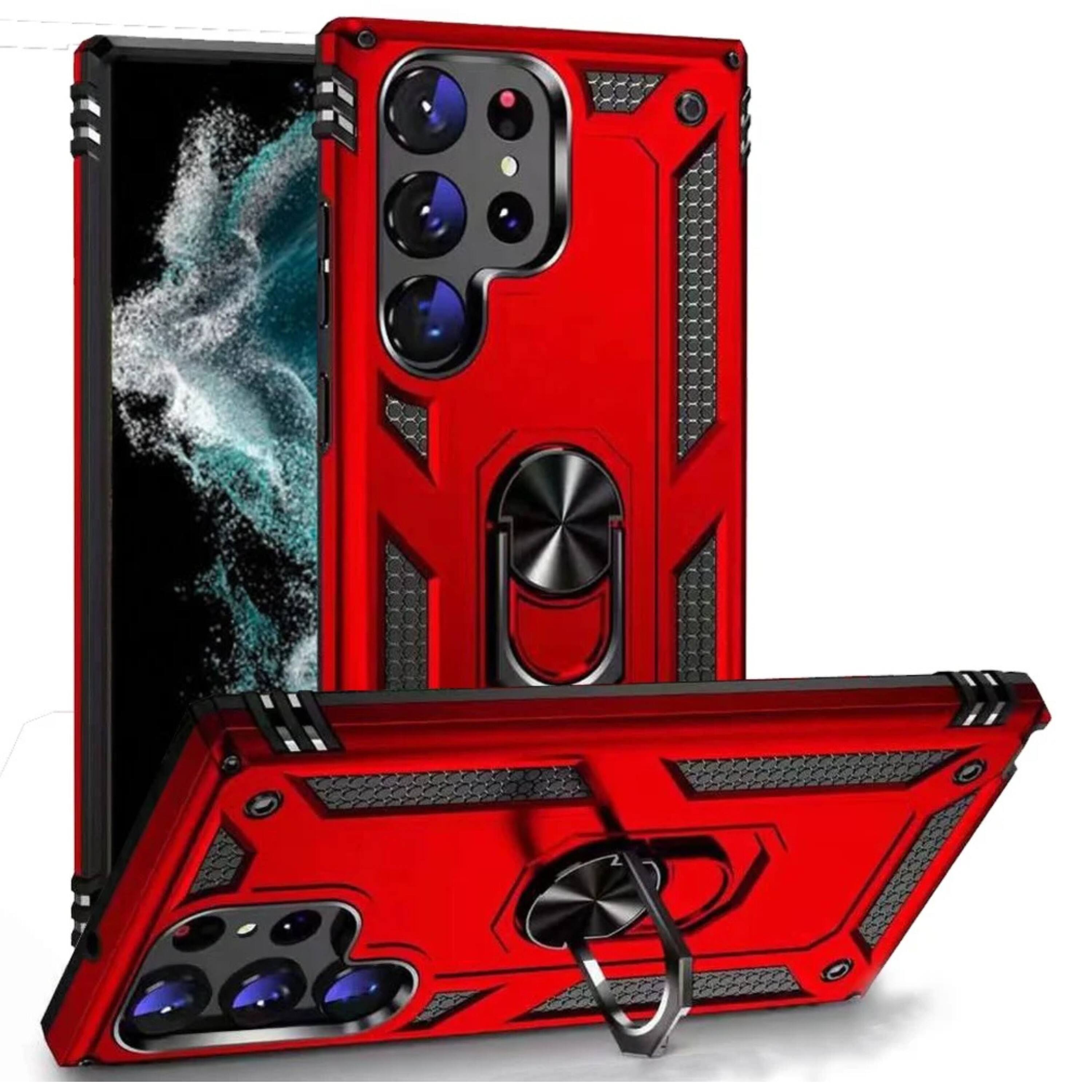 Front. Kitcheniva - Magnetic Ring Stand Protective Hybrid Case For Samsung S23 Plus Red - Red.