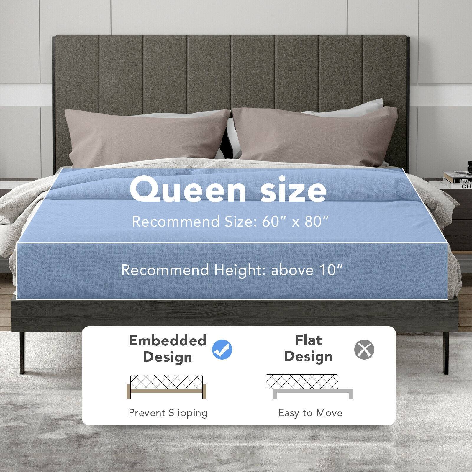 Queen size Recommend Size: 60" X 80" Recommend Height: above 10" Embedded Design Flat Design Prevent Slipping Easy to Move