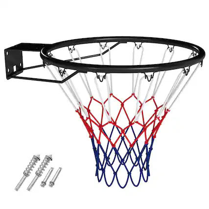 Front. Costway - Costway 18" Basketball Rim with Double Springs & All Weather Net for Indoor & Outdoor - Black.