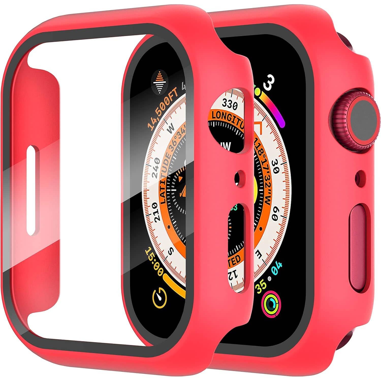 Entronix - Case Compatible with iWatch Series 6/5/4/SE (3rd/2nd/1st Gen), 40mm - Hard Cover w/ Built-In Screen Protector - Red