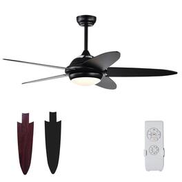 Costway - 52'' Ceiling Fan with LED Lights & Remote Control 1/2/4/8H Timer & 3 Fan Speeds - Black