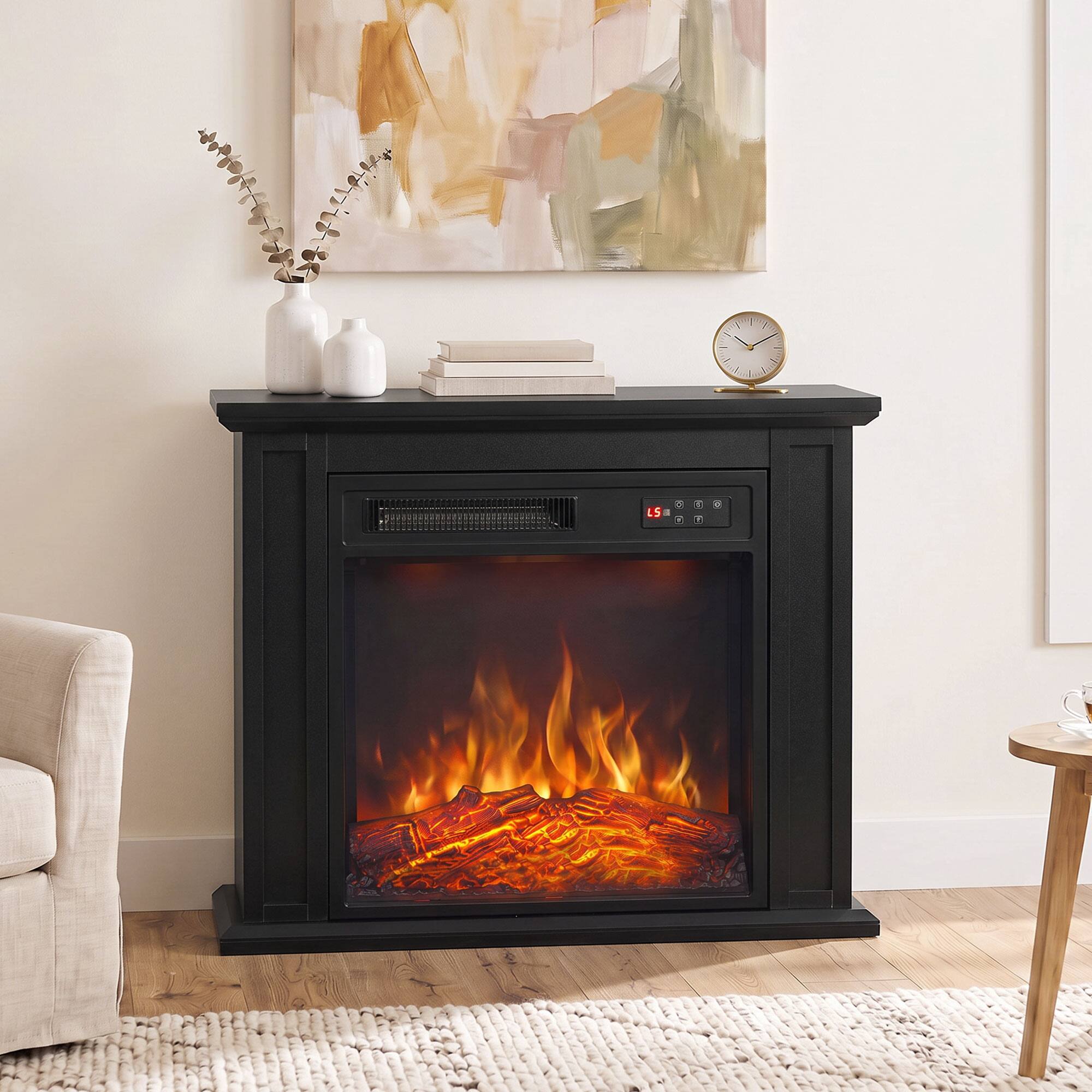 Alt View 1. Homcom - Freestanding Electric Fireplace with Mantel - Black.