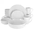 Front. Elama - Elama Maisy 18 Piece Round Porcelain Dinnerware Set in White - White.