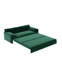 Kadyn - 66" Queen Pull Out Sofa Bed, 3-in-1 Convertible Sleeper with Side Storage, Velvet Loveseat - Green