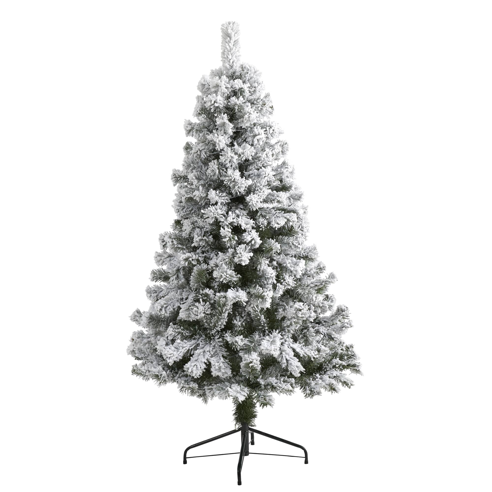 BreeBe - 5' Flocked West Virginia Fir Christmas Tree with 320 Tips - White, Green