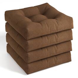 Gymax - Set of 4 21'' x 21'' Chair Seat Cushion Pads Patio Beige - Brown