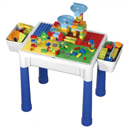 Front. PicassoTiles - PICASSO-TILES Bricks Building Blocks for Kids, 331PCS Activity Play Table Set, STEM Building Blocks Magnetic Toy.