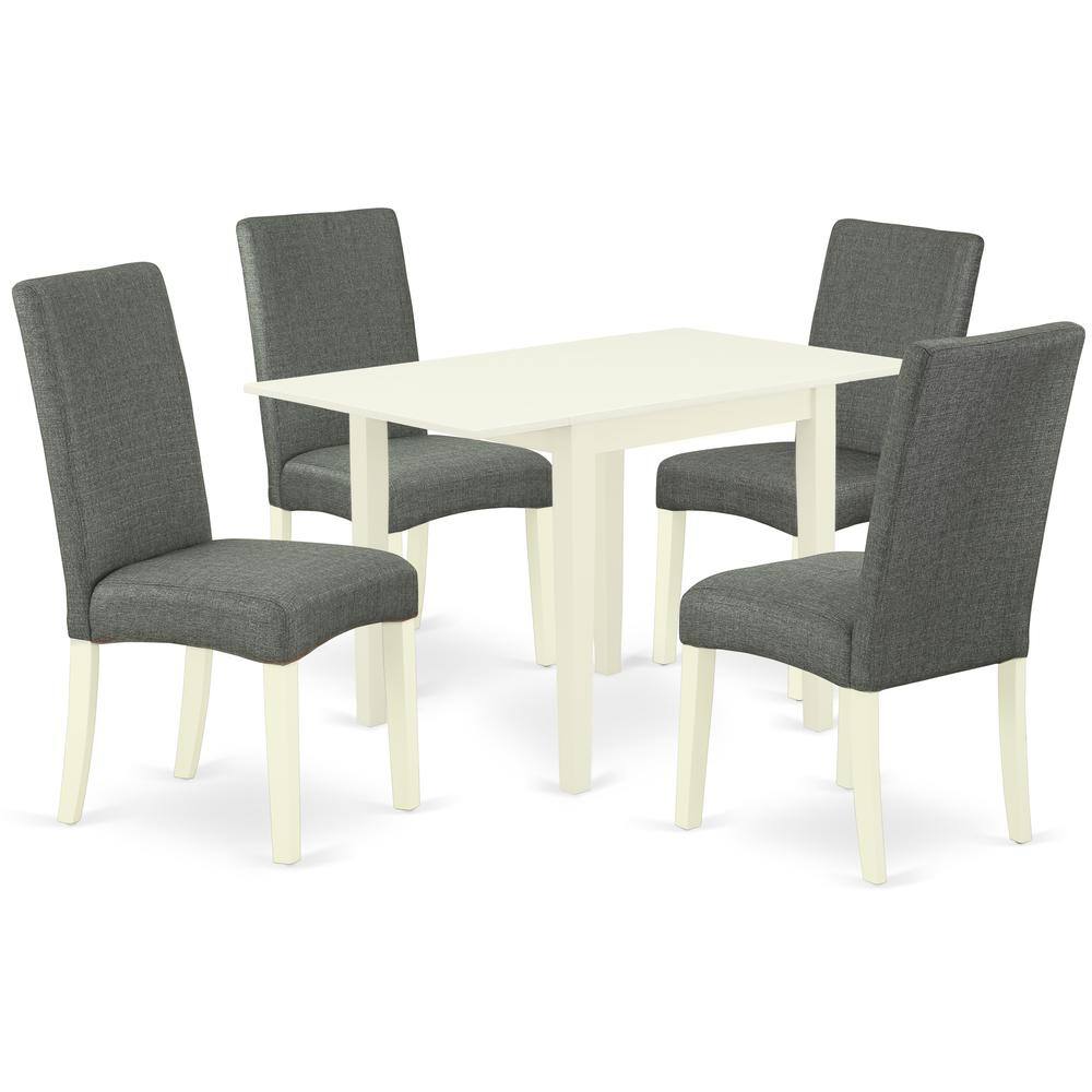 Left. East West Furniture - Dining Room Set Linen White - Brown.