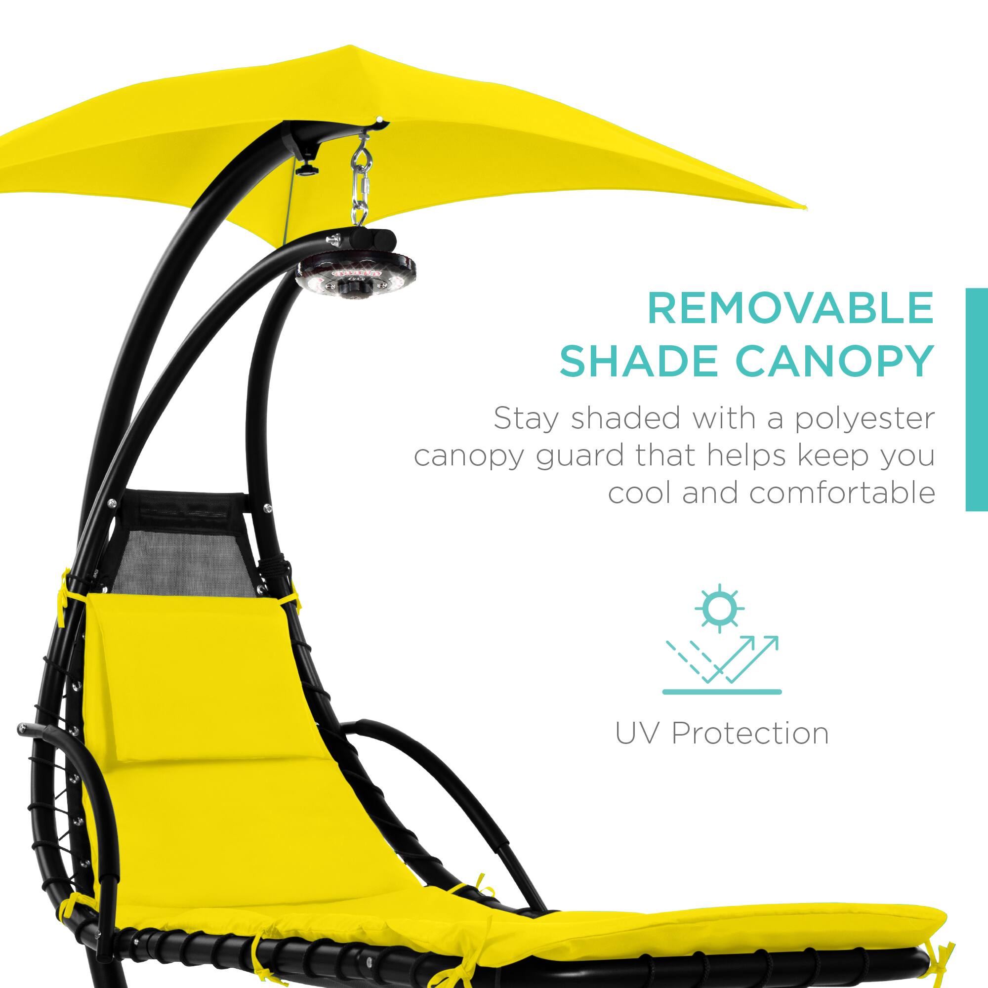 A REMOVABLE SHADE CANOPY  
Stay shaded with a polyester canopy guard that helps keep you cool and comfortable  
UV Protection