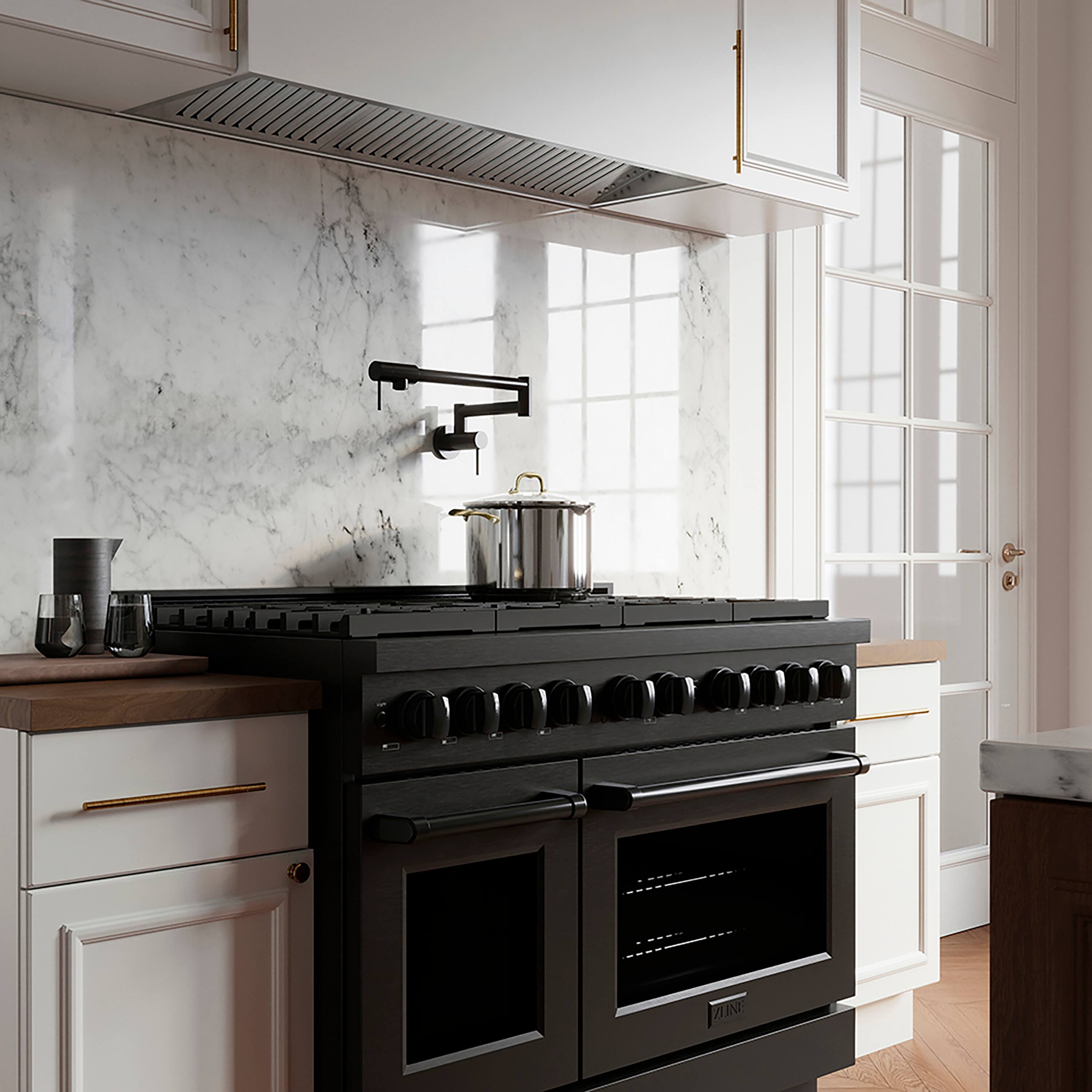 Alt View 9. ZLINE - ZLINE 48 in. Paramount Gas Range with 8 Burner DuoPro Cooktop & Dual Ovens (PSGRB-48) - Black Stainless Steel.