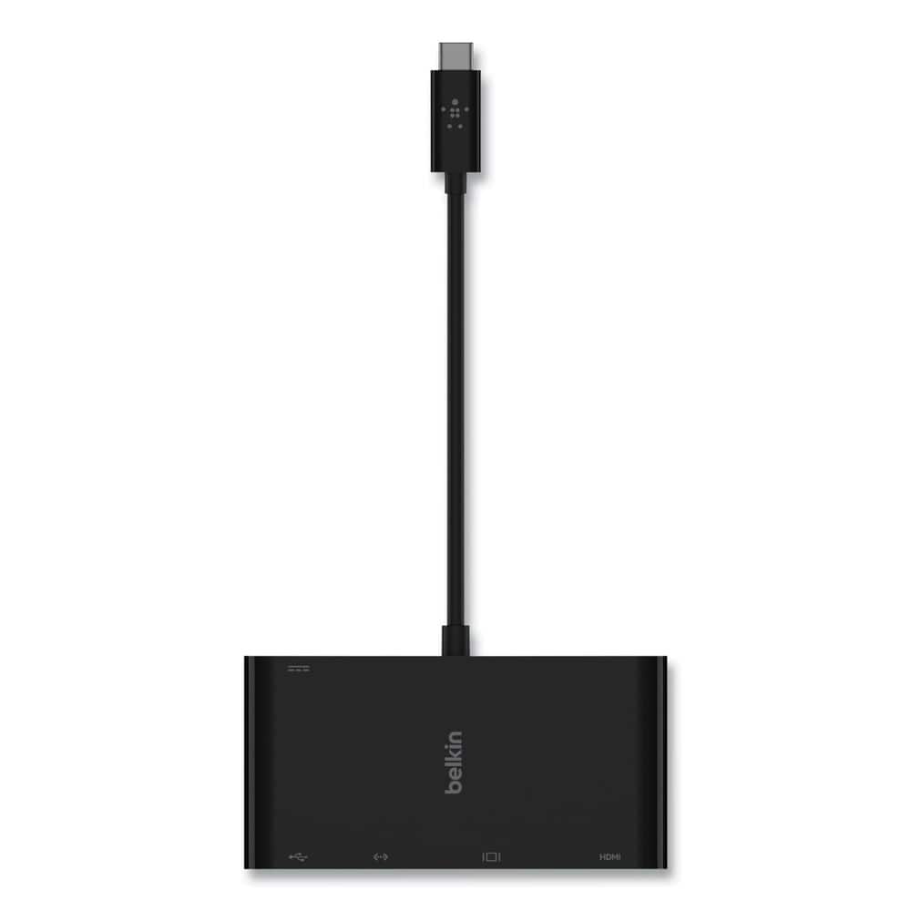 Belkin - AVC004BK-BL 4K HDMI/USB-A/USB-C/VGA 4.9 ft. USB-C Multimedia + Charge Adapter - Black