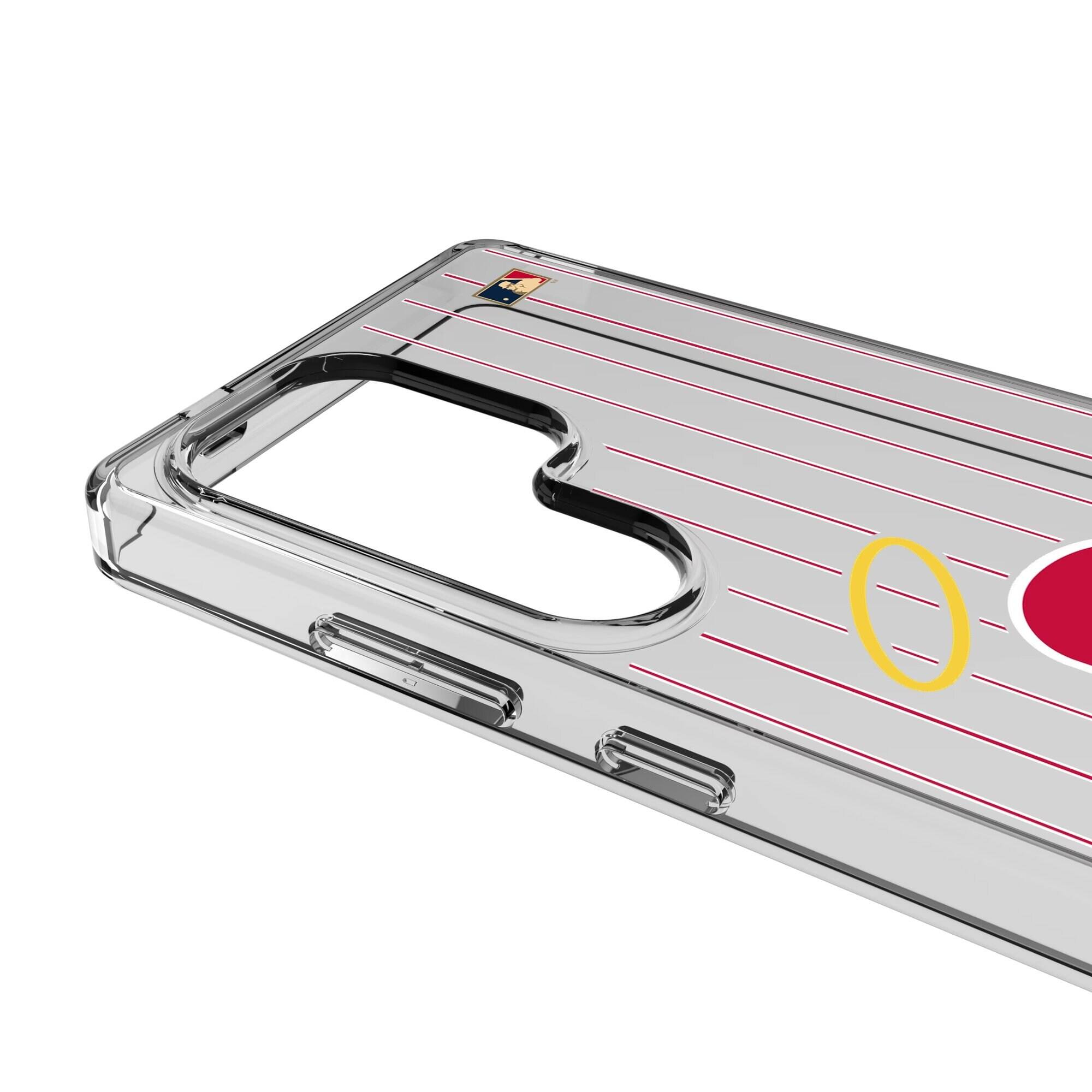 Alt View 2. Keyscaper - Los Angeles Angels 1971 Cooperstown Pinstripe Galaxy Clear Case - S21 Plus - Multicolor.
